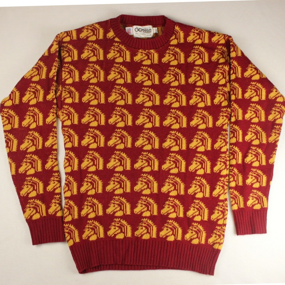 Vintage USC Trojans Sweater‎ 1985 USA Made Go Team Red Gold Knit Mens Large